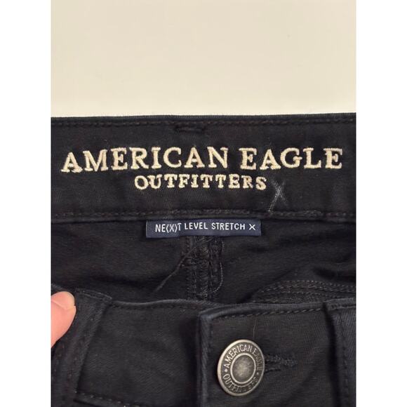 American Eagle Next Level Stretch Mid-Rise Jegging Sexy Slimming Black Denim 4 - Picture 3 of 11